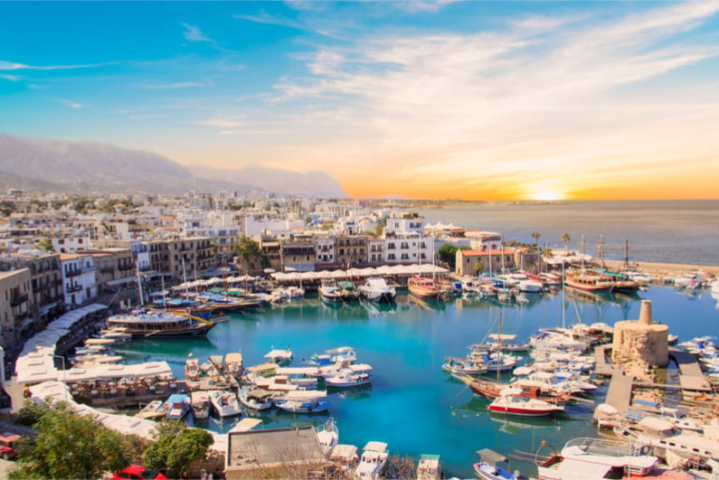 Beautiful view of the Kyrenia Bay in Kyrenia (Girne), North Cyprus