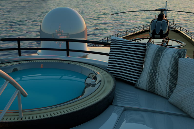 Bow of super luxury yacht