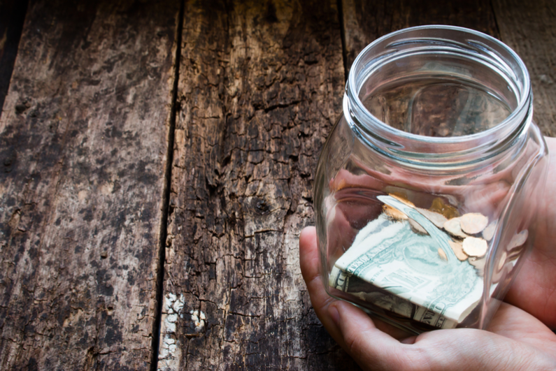 Glass jar for donations