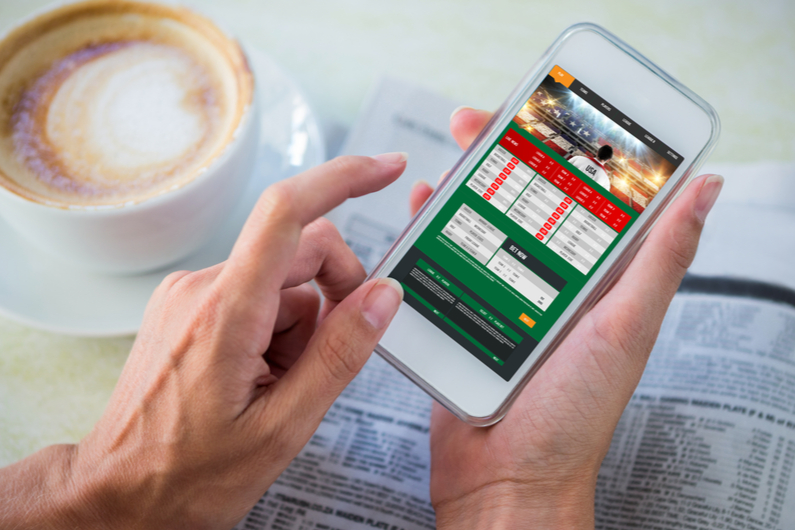 Gambling app screen on phone