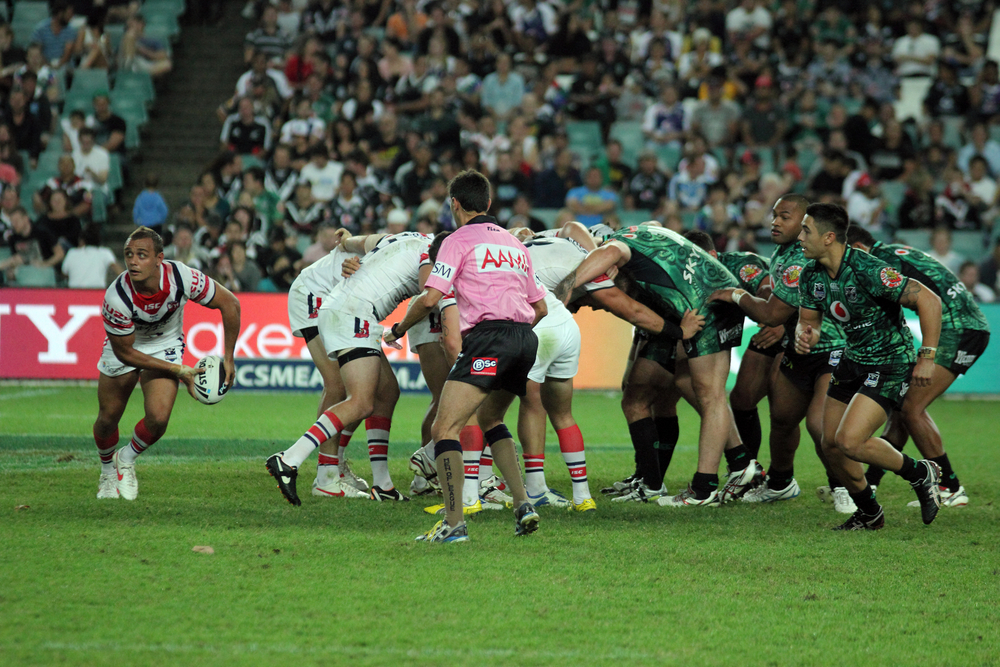 rugby players on field