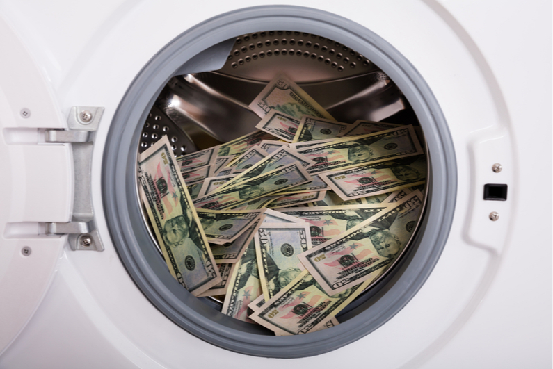 Cash in a washing machine