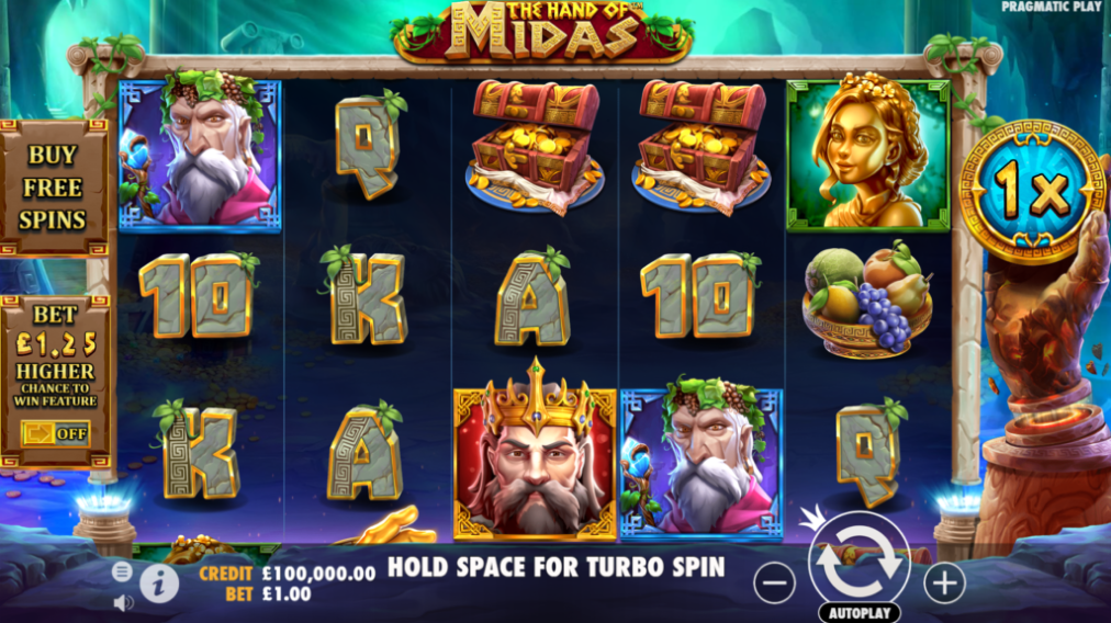 The Hand of Midas slot reels by Pragmatic Play