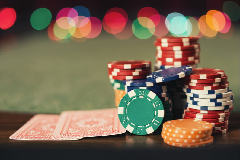 poker chips on a poker table