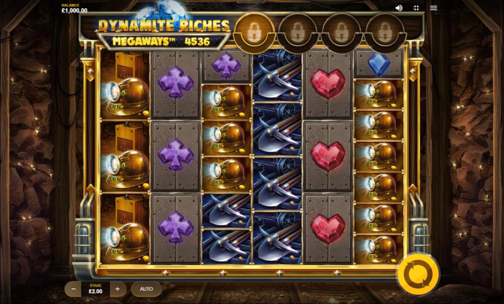 Dynamite Riches Megaways slot reels by Red Tiger