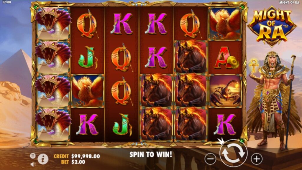 Might of Ra slot reels by Pragmatic Play