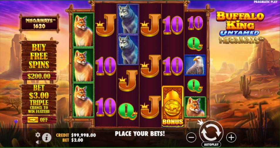 Buffalo King Untamed Megaways slot reels by Pragmatic Play